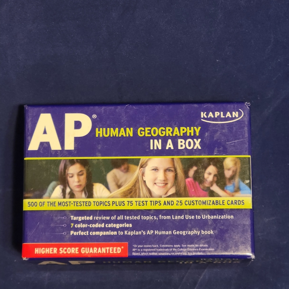 Kaplan AP Human Geography in a Box Flash Cards Used, Like New Condition